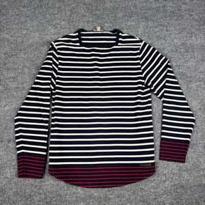 Burberry Brit Pullover Womens M Cotton Long Sleeve Blue Striped square Neck Prep